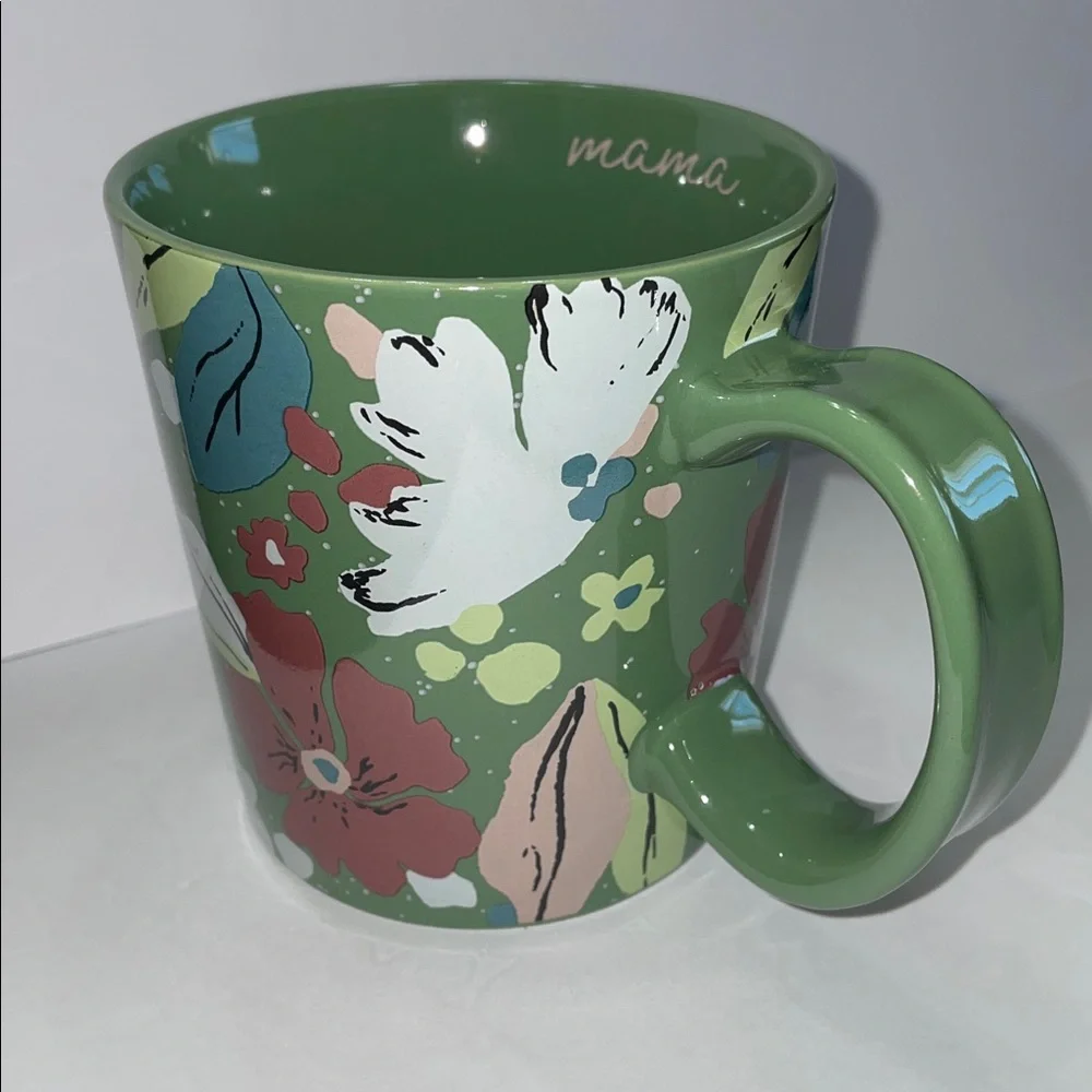 Threshold Mama Green Floral Large Stoneware Coffee Tea Mug 12 Oz Capacity NEW - Picture 10 of 11